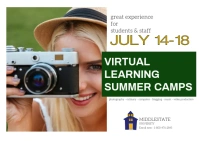 summer camp/virtual/STEM/college/online class ไปรษณียบัตร template