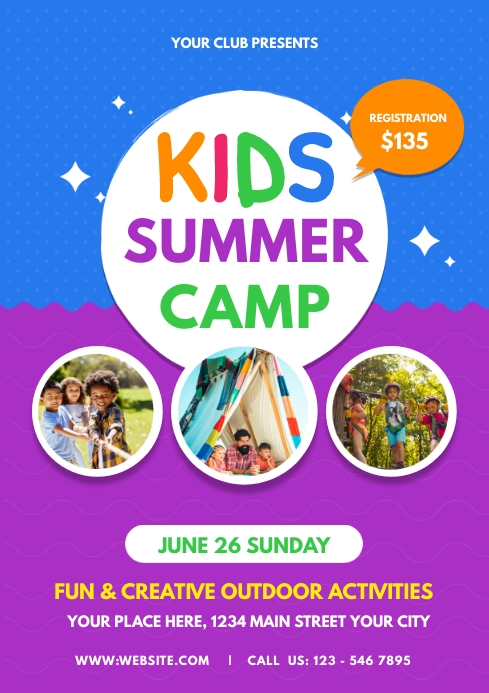 Summer Camping Flyer, Summer Camp, Scout A4 template