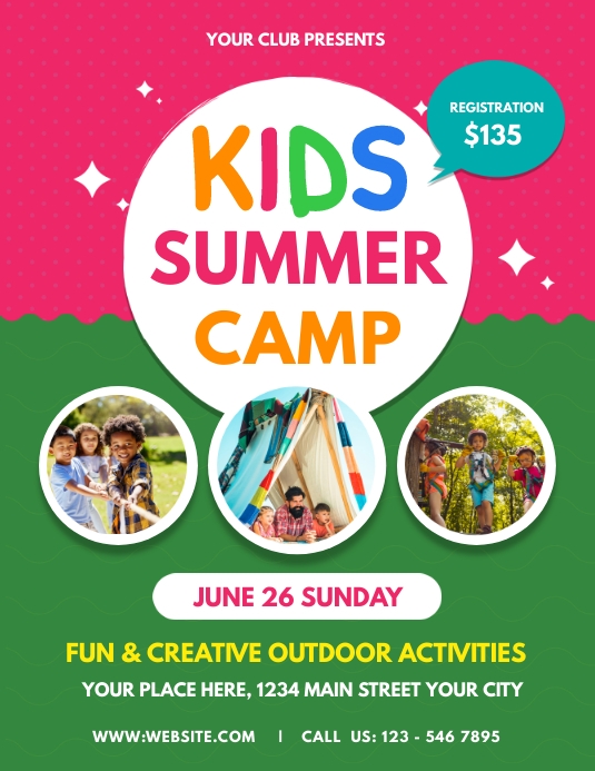 Summer Camping Flyer, Summer Camp, Scout Ulotka (US Letter) template