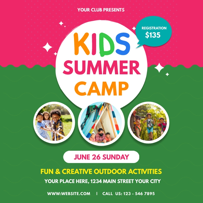 Summer Camping Flyer, Summer Camp, Scout Instagram Post template