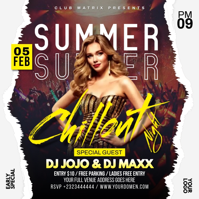 Summer chillout night Instagram Plasing template