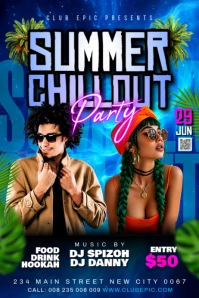 Summer chillout party concer dj club festival event flyer template for Instagram post Poster