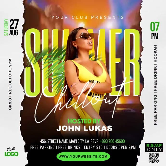 SUMMER CHILLOUT PARTY FLYER TEMPLATE Message Instagram