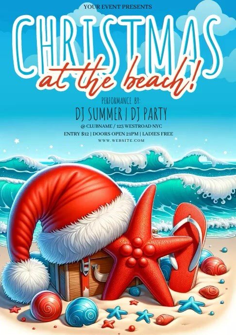 summer christmas in july party design templat A4 template