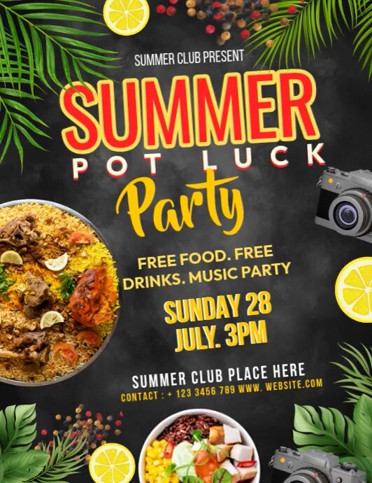 White Summer Potluck Posters Template | PosterMyWall