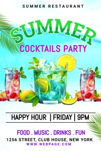 Summer Cocktail Design Flyer โปสเตอร์ template