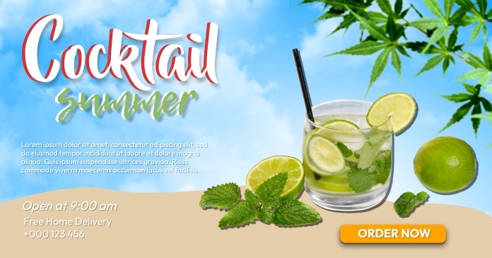 Summer Cocktail auf Facebook geteiltes Bild template