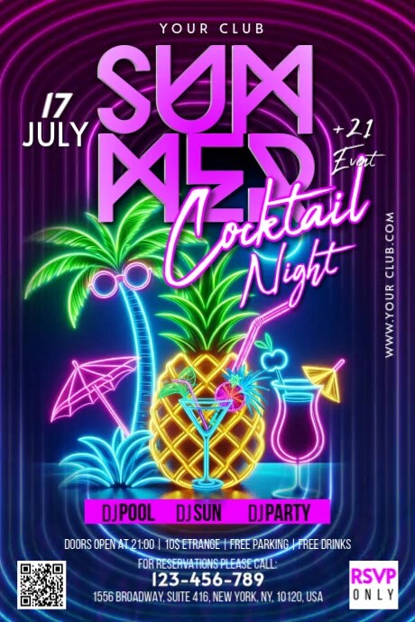 Summer Cocktail Party Banner 4' × 6' template
