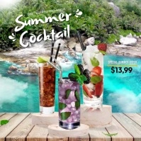 Summer Cocktail Vidreo Ads โพสต์บน Instagram template