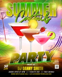 Summer Cocktails Party Flyer Instagram Portrait template