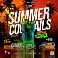 summer cocktails party instagram flyer Instagram-bericht template
