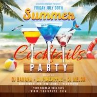 Summer Cocktails Party Instagram Post Quadrat (1:1) template
