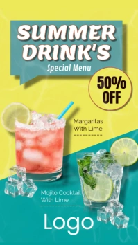 Summer Cold Drink customisable templates (2) Digitalanzeige (9:16)