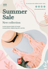 Summer collection sale flyer design A4 template