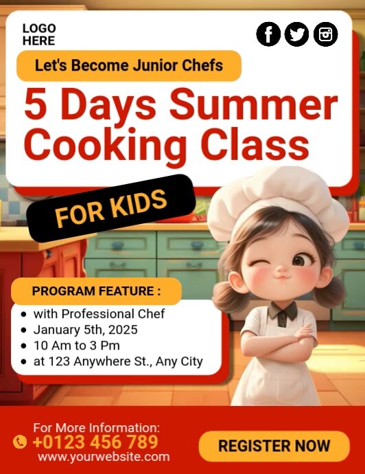 Basic Cooking Lesson Flyer Summer Cooking Class Template | PosterMyWall