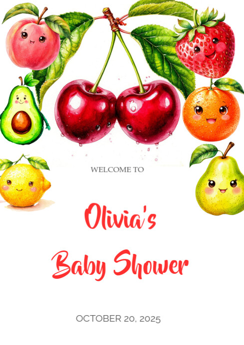 Summer Cute Fruit Welcome Sign A3 template