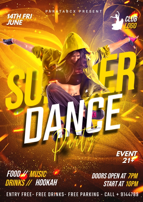 summer dance party ad A4 template