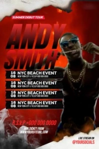 Summer Debut Tour Red Video Poster template