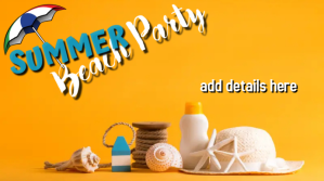 Orange Summer Beach Party Digitalt display Template