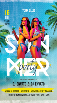 Blå Summer Party Digitalt display Template