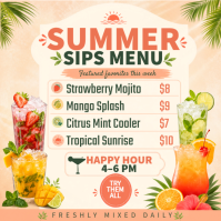 Summer Drink Menu Post Instagram template