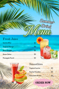 Summer Drink Menu Poster template