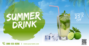 Summer Drink Menu Promotion Facebook Shared o template