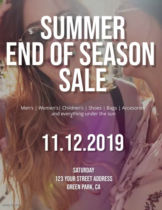 Summer End of Season Sale Flyer Template Løbeseddel (US Letter)