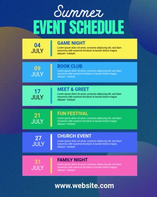 Summer Events Example Summer event schedule template | PosterMyWall