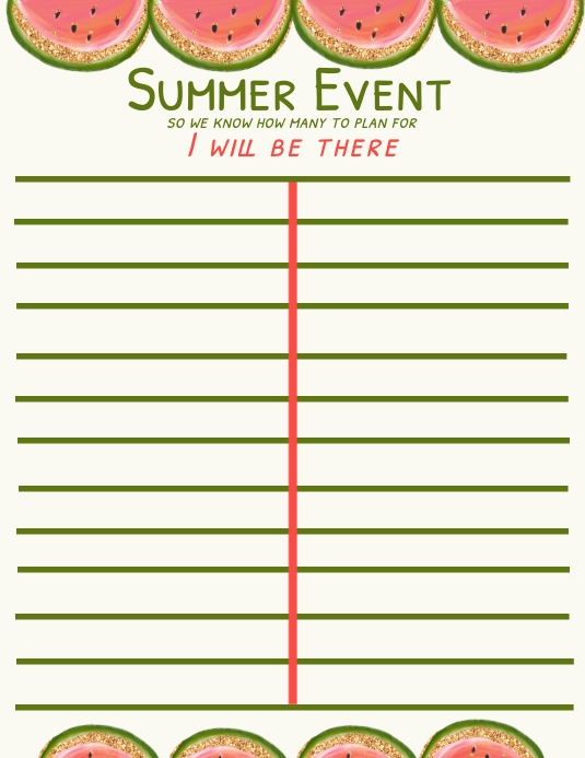 Summer Event SignUp Sheet Letter Size Template PosterMyWall