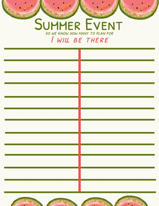 Summer Event Sign-Up- Sheet Letter Size Flyer (US Letter) template