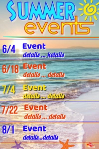 Summer Events Calendar Poster template