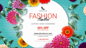 White Summer Fashion Promotion Facebook Cover Video Template