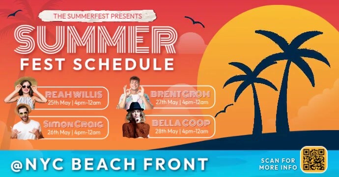 Summer Fest Schedule Facebook Shared Image template