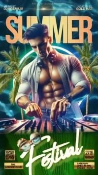 summer festival party ad design template Instagram Story