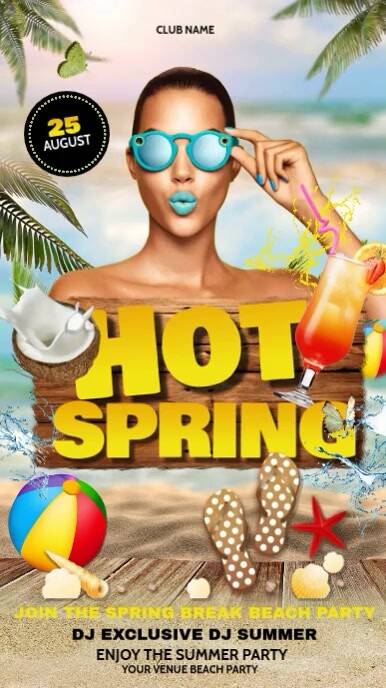 Summer flyers, Tropical, Beach, spring camp Instagram Story template