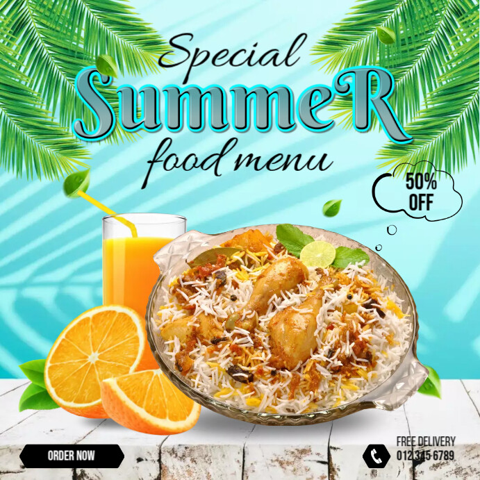 Summer Food Menu Template | PosterMyWall