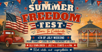 Summer Freedom Fest 4th of July Weekend Celebration Flyer ปกอีเวนต์บน Facebook template