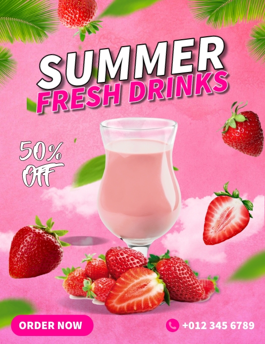 Summer Fresh Drinks Promotion Template | PosterMyWall