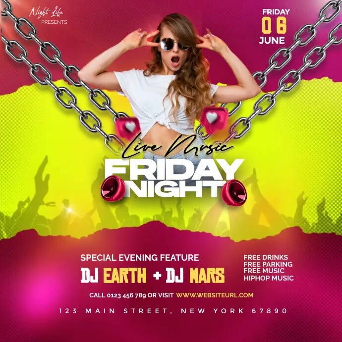 Summer Friday Night Live Music Instagram-bericht template