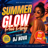 Summer Glow Pool Party Instagram-opslag template