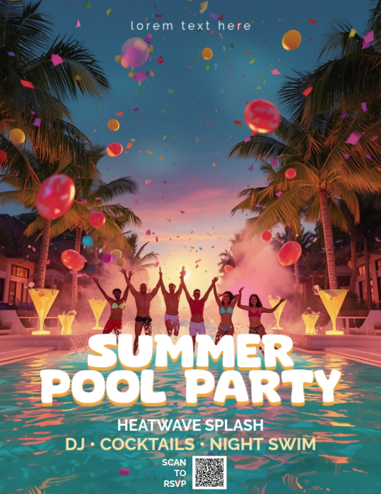 Summer Pool Party Flyers Template | PosterMyWall