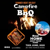 summer holiday campfire barbecue โพสต์บน Instagram template