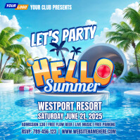 Summer Holiday Party Flyer Message Instagram template