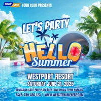 Summer Holiday Party Flyer Message Instagram template