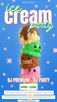 Summer ice cream party event design template Instagram Story