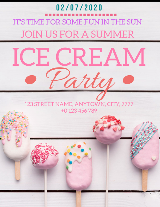 Ice Cream Party Flyer Template