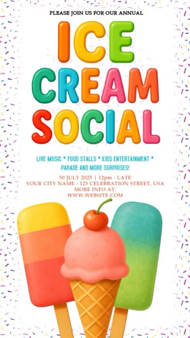 Summer ice cream party event story design template