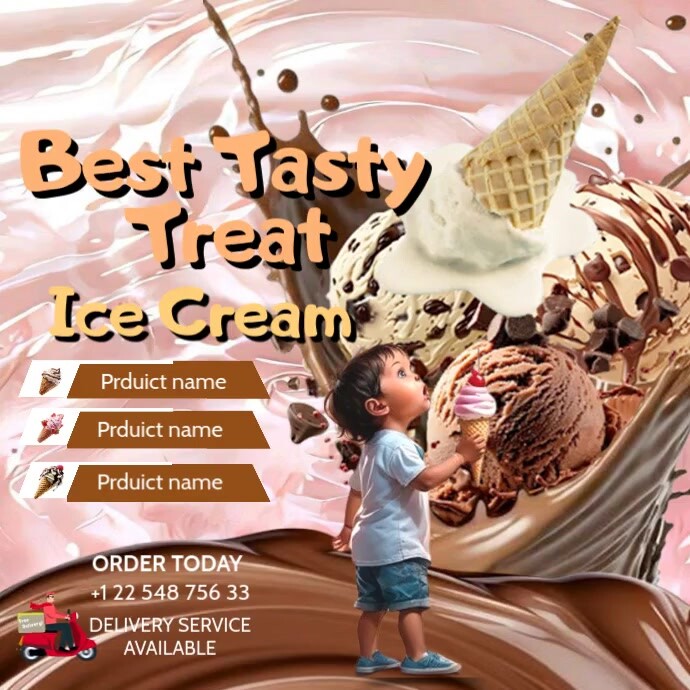 summer Ice cream poster Publicação no Instagram template