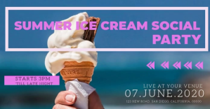 สีน้ำเงิน Ice Cream Party Facebook Shared Image Template